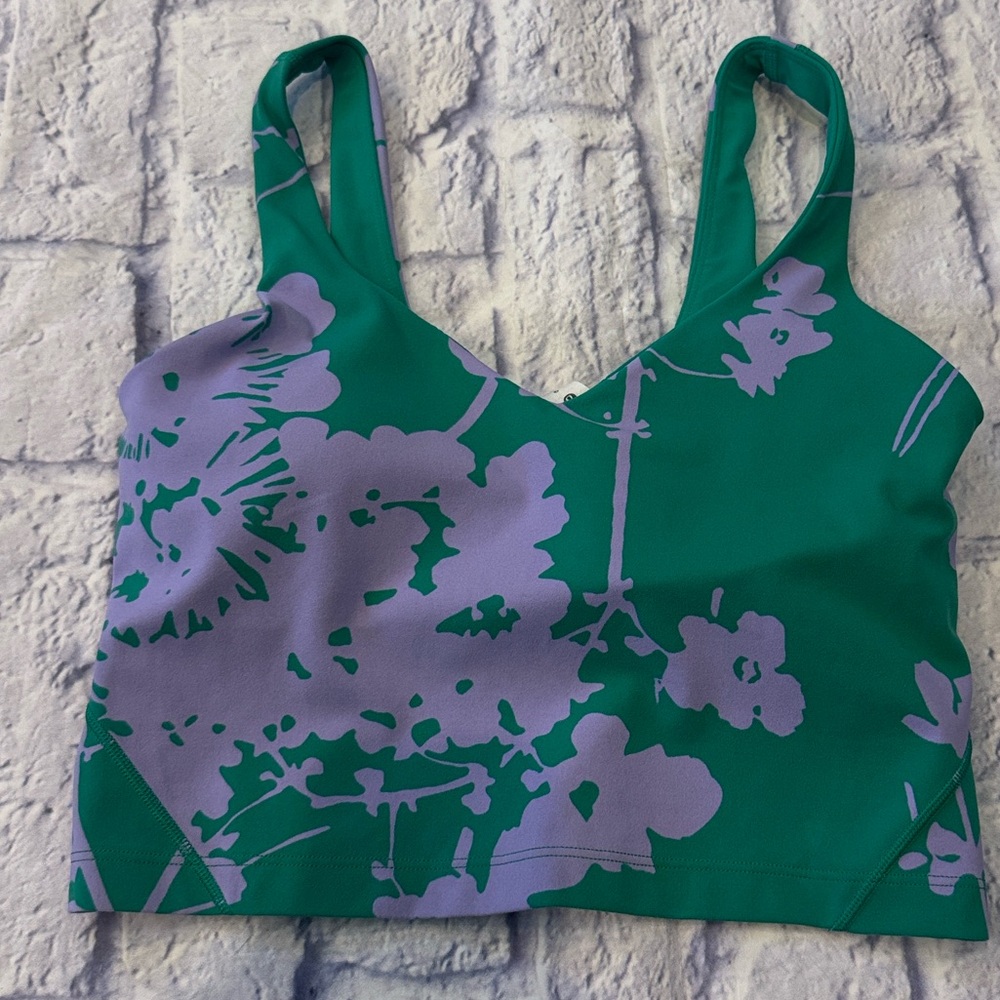 Lululemon Align Tank Top BLOSSOM SILHOUETTE MAX Lilac Smoke Kelly Green Size 6